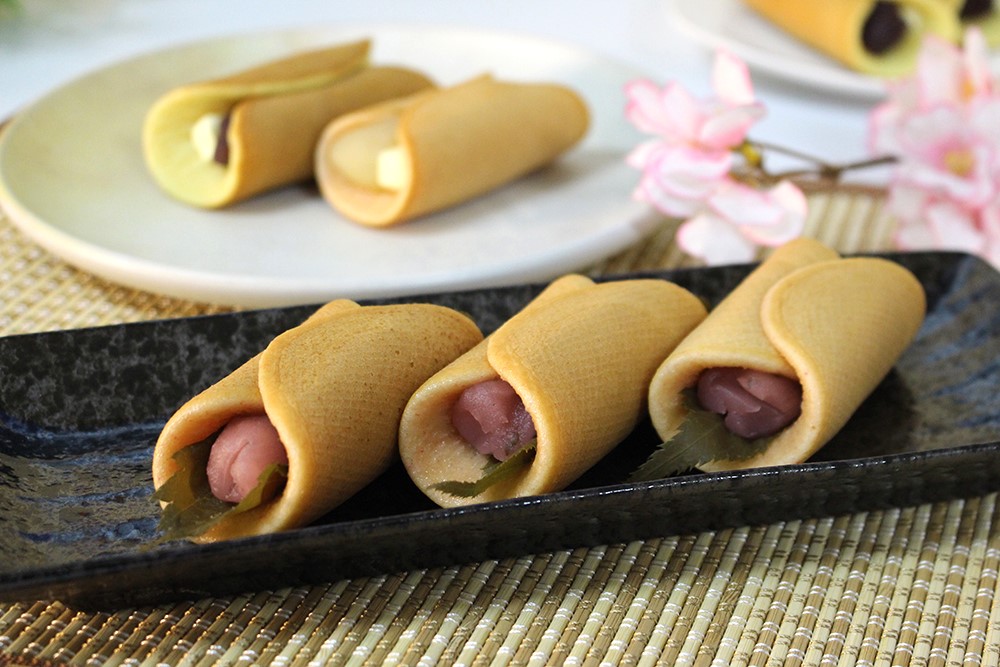 ホットケーキミックスで作る桜の餡巻きの画像