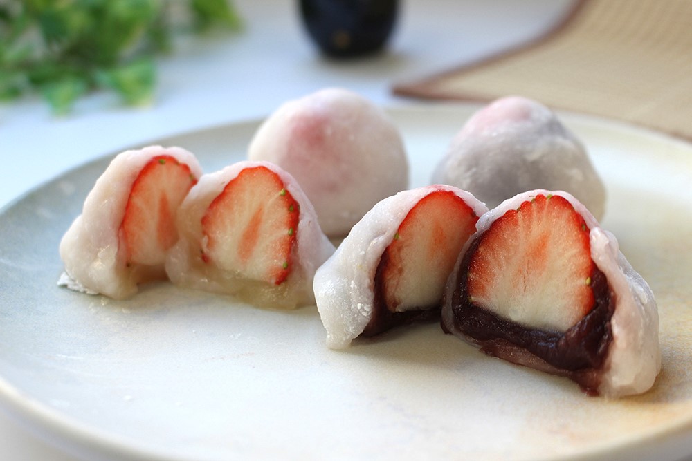 切り餅で苺大福の画像
