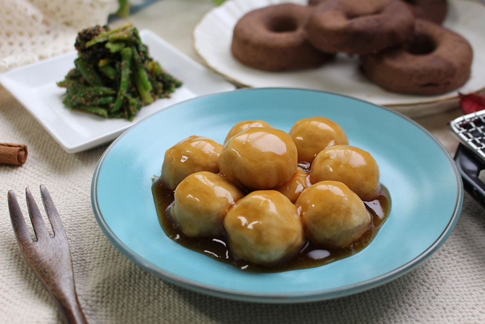 レンジで簡単 オートミールみたらし団子の画像