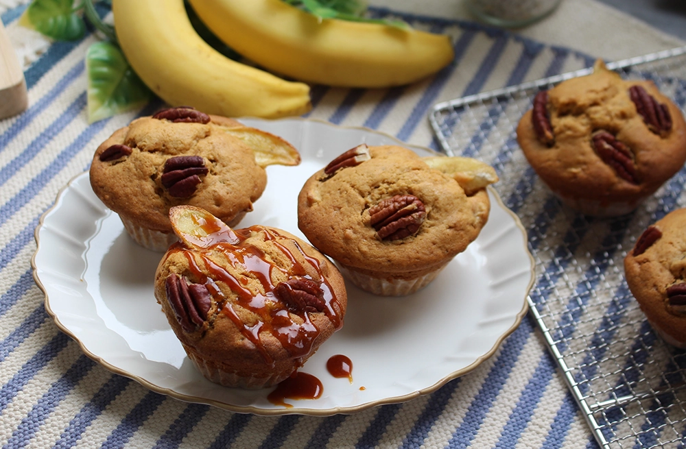 キャラメルバナナとピーカンナッツのマフィンの画像