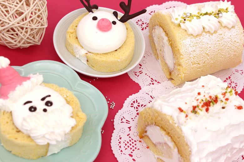 ロールケーキのクリスマスアレンジの画像