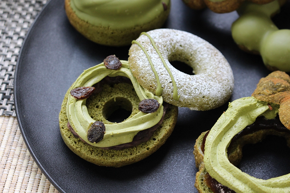 【ミスド再現】レーズン抹茶ホイップ焼きドーナツの画像